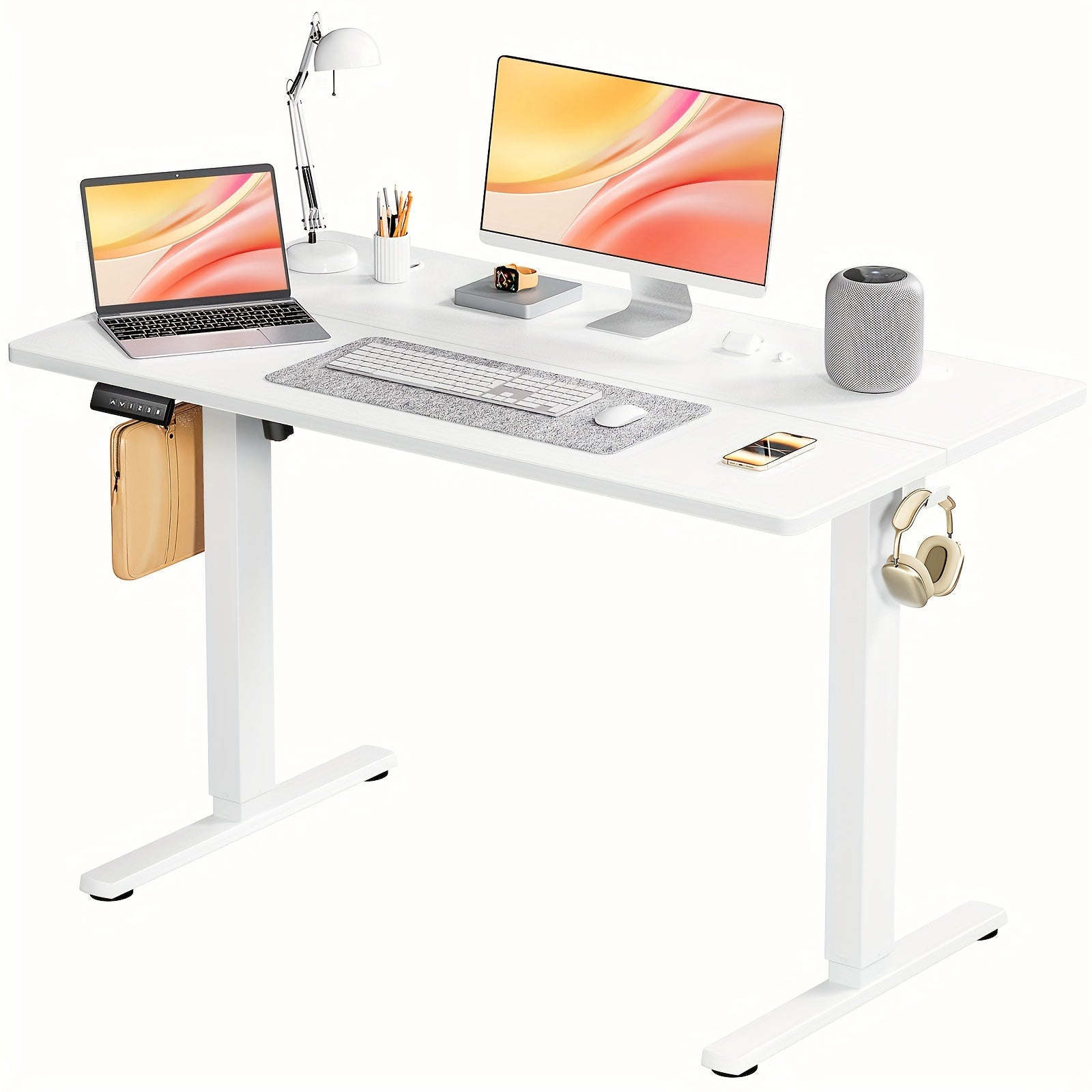Height Adjustable Electric Standing Desk - 40/48/55/63 Inch Motorized Lift Computer Task Table with Spacious Workspace - Ergonomic Rising Desk for Office and Home with 4 Color Options